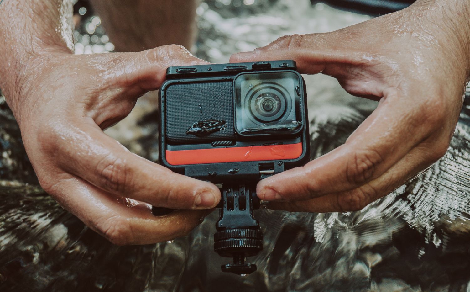 closeup of a go pro camera
